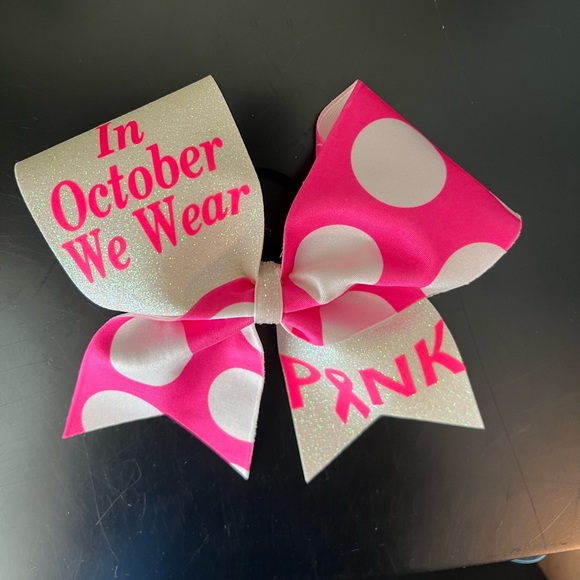 Pink Out Cheer Bow - October Breast Cancer - Picture 3 of 5